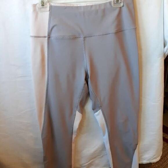 Apana Leggings Full Length Activewear Pants Size L Gray Pale Pink - Picture 1 of 9
